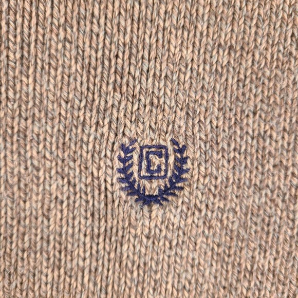Chaps Sweater Mens Large Brown Mock Neck 1/4 Button Cotton Pullover - Picture 3 of 15